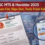 SSC MTS and Havaldar 2025 exam city intimation slip showing exam city and date information