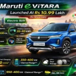 Maruti e Vitara electric SUV with launch price features like battery capacity, real-world range, and fast charging