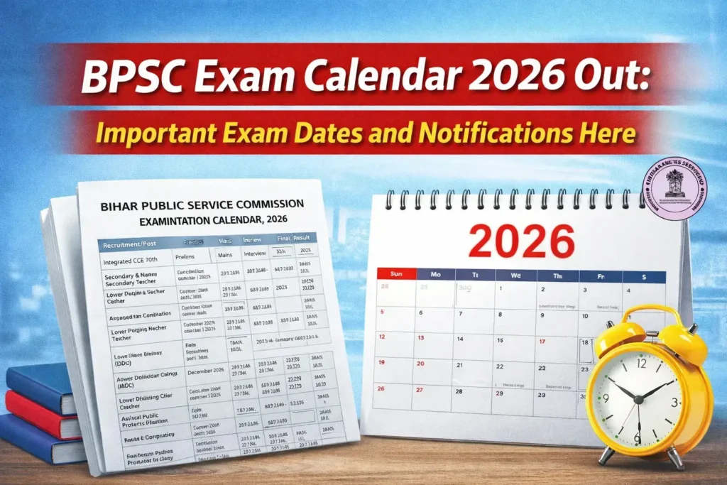 Image related to BPSC Exam Calendar 2026 showing important exam dates and notifications