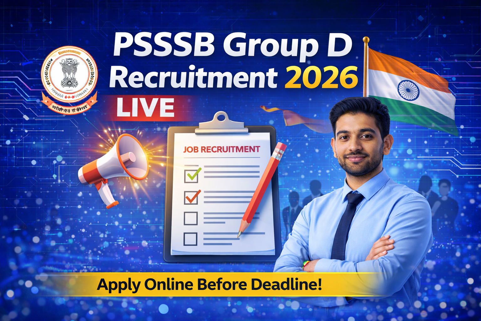 Punjab government job notification and online application announcement.