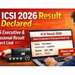 ICSI 2026 Result banner showing CS Executive and CS Professional result direct link