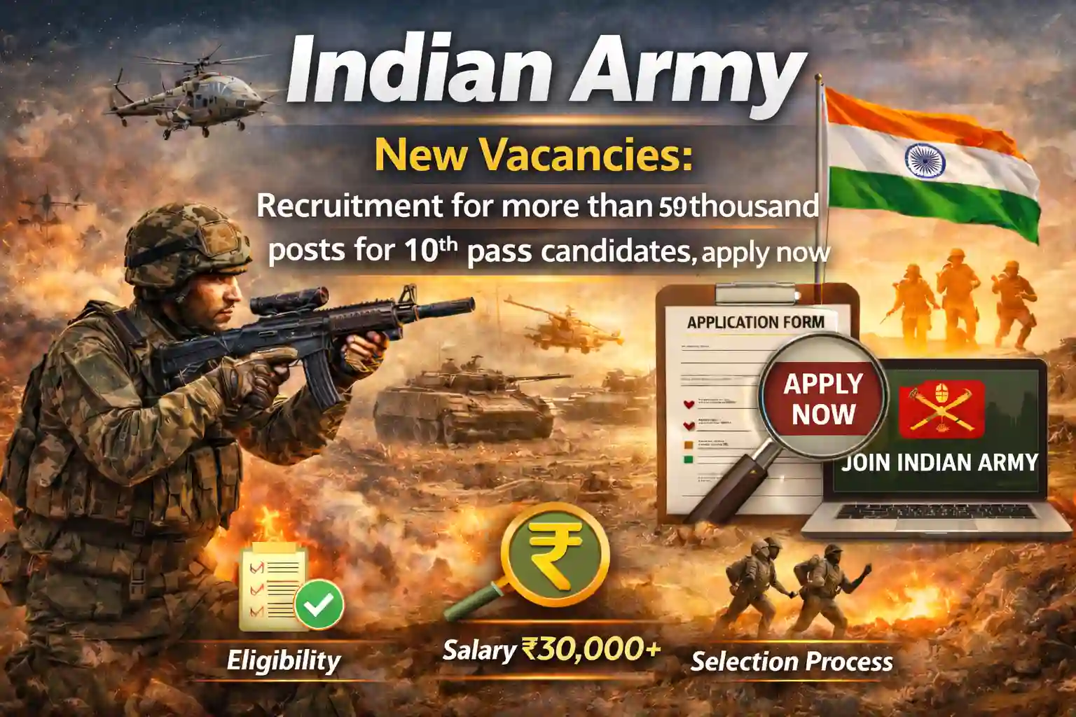 Indian Army New Vacancies 2026 for 10th Pass candidates, 50,000+ Agniveer posts apply online