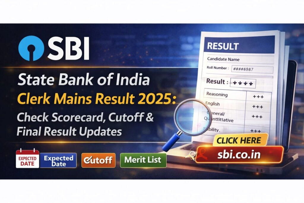 State Bank of India Clerk Mains Result 2025 scorecard and cutoff details